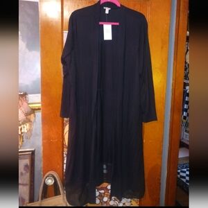 Black Long Open Cardigan Logo 2x
